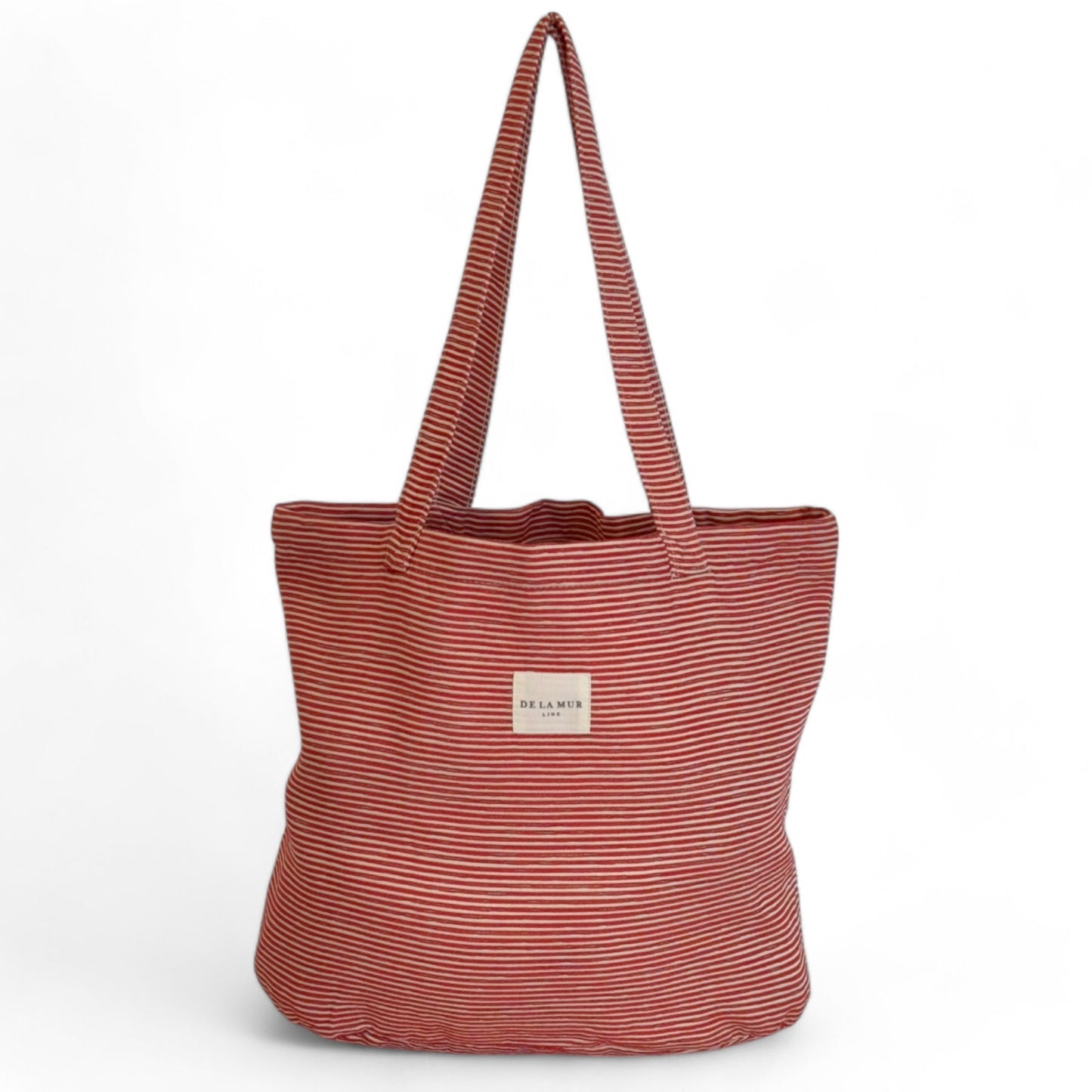 Large Red and Beige Striped Shopper Bag – Durable, Roomy and Versatile