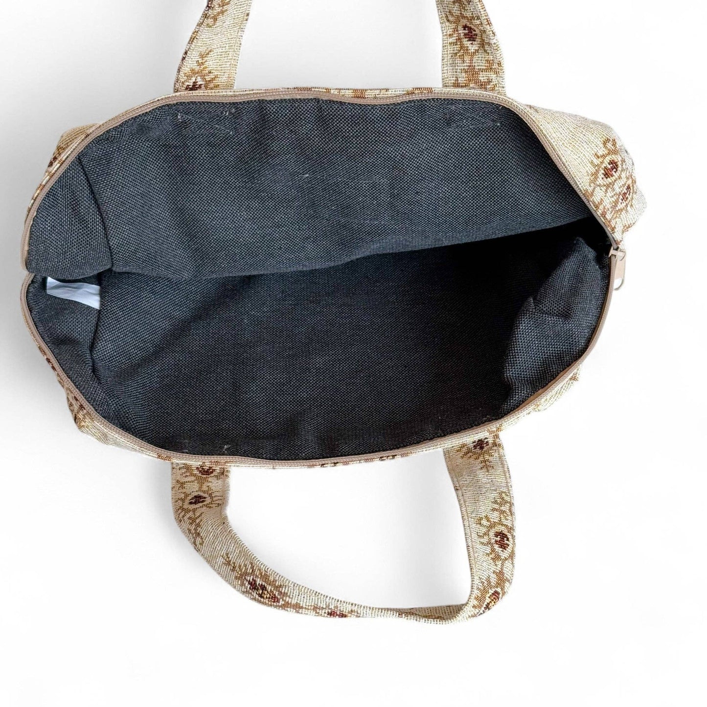 Beauty Case In Tessuto Jacquard Color Avorio e Beige