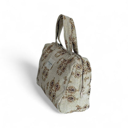 Beauty Case In Tessuto Jacquard Color Avorio e Beige