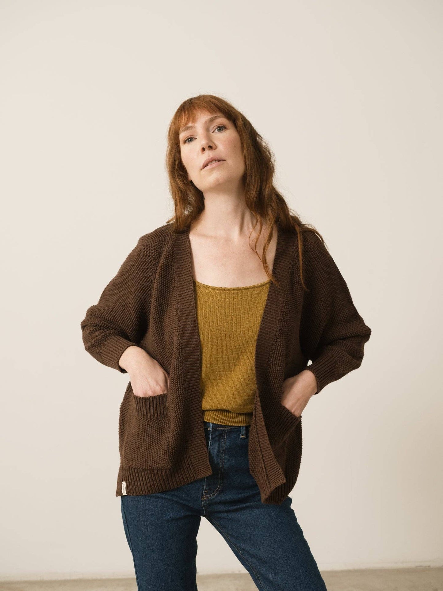 Cardigan Lungo Marrone Terra