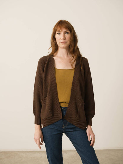 Cardigan Lungo Marrone Terra