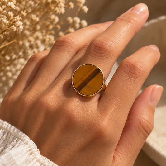 Anello Regolabile con Occhio di Tigre