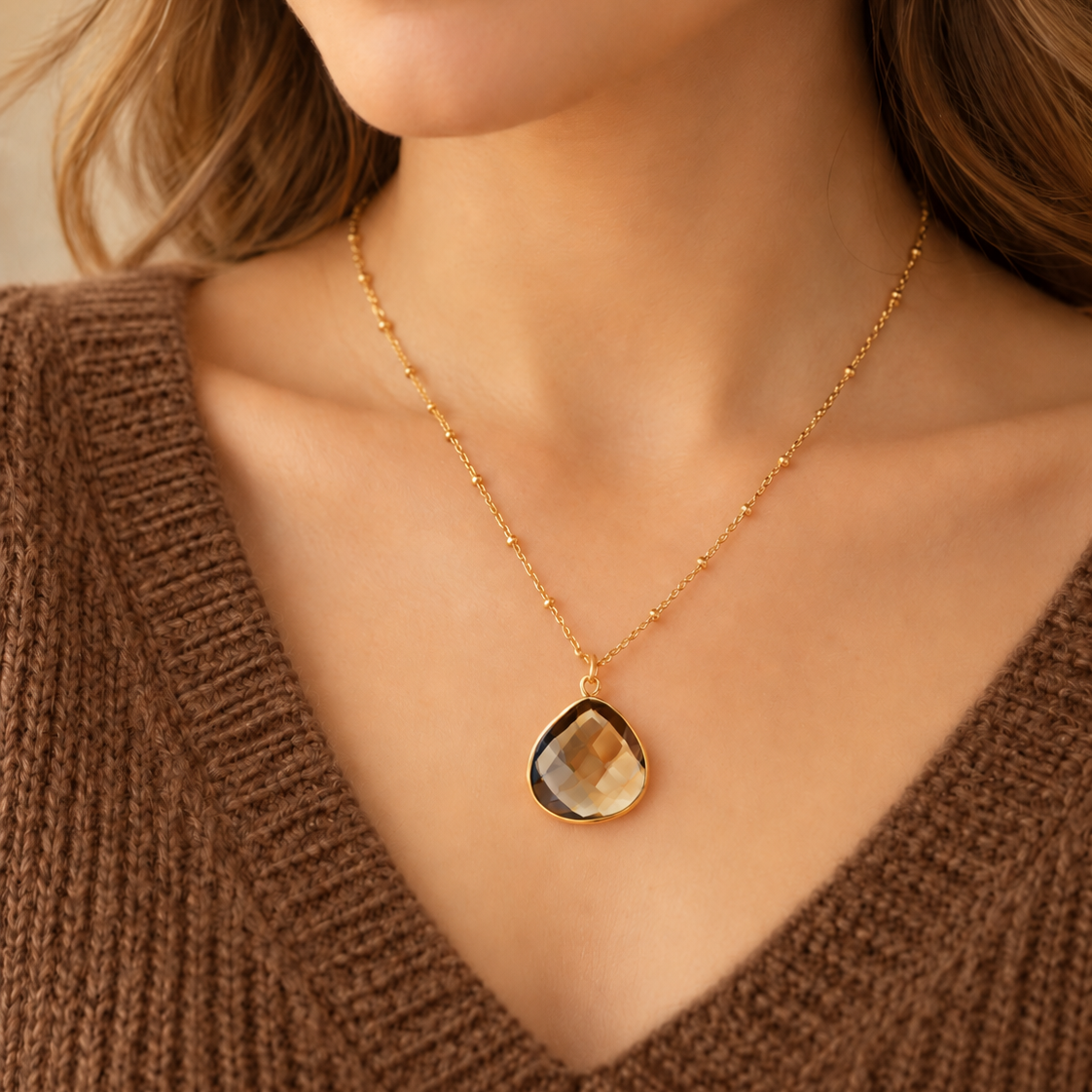 Justine Smoky Quartz Necklace