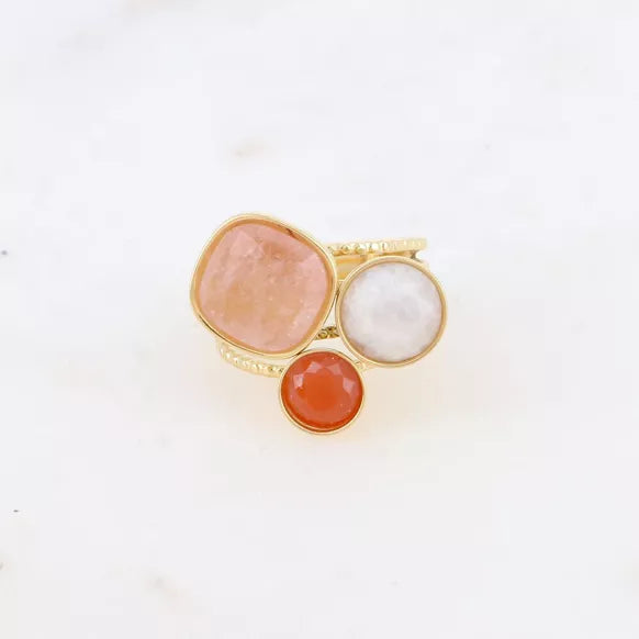 Adjustable Trilogy Ring with Natural Stones - Available in Different Combinations