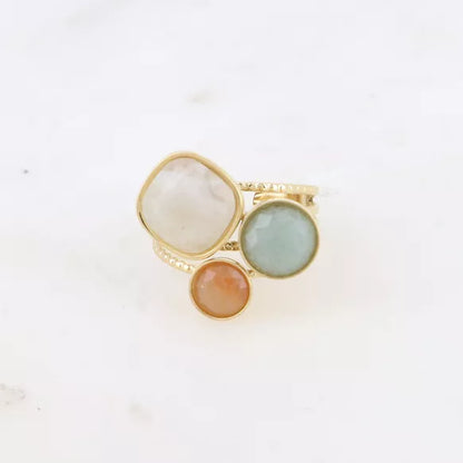 Adjustable Trilogy Ring with Natural Stones - Available in Different Combinations