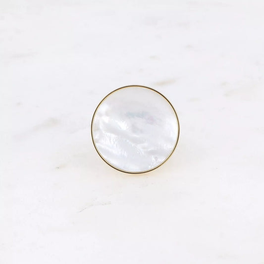 Adjustable White Mother of Pearl Ring