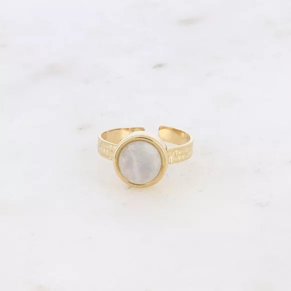 Anello Regolabile con Agata Bianca