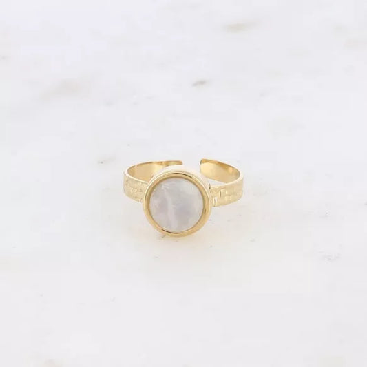 Anello Regolabile con Agata Bianca