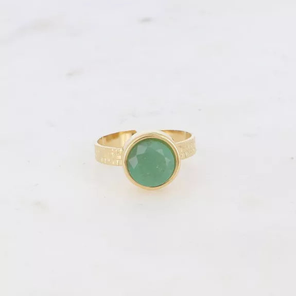 Adjustable Ring with Green Aventurine