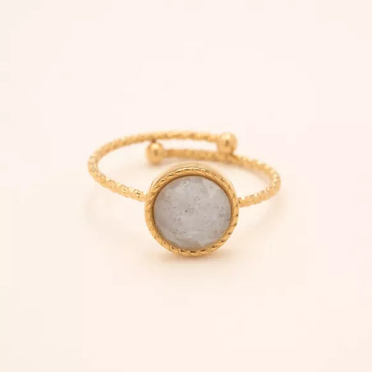 Anello Regolabile con Labradorite Naturale