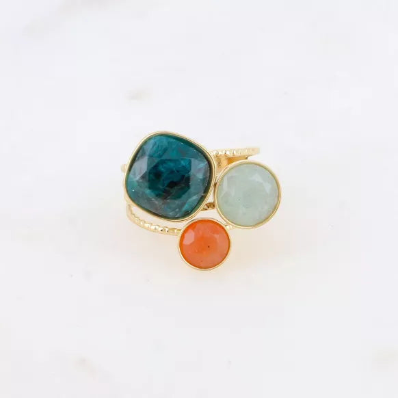 Adjustable Trilogy Ring with Natural Stones - Available in Different Combinations