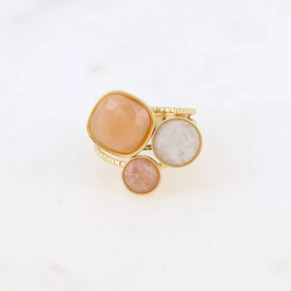 Adjustable Trilogy Ring with Natural Stones - Available in Different Combinations