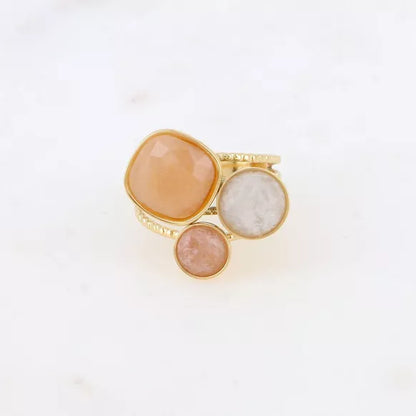 Adjustable Trilogy Ring with Natural Stones - Available in Different Combinations
