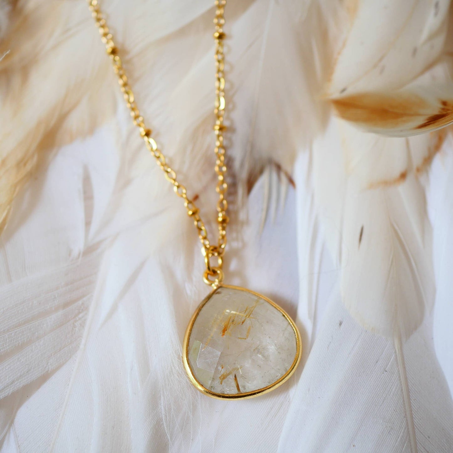 collana justine quarzo rutilato dorato