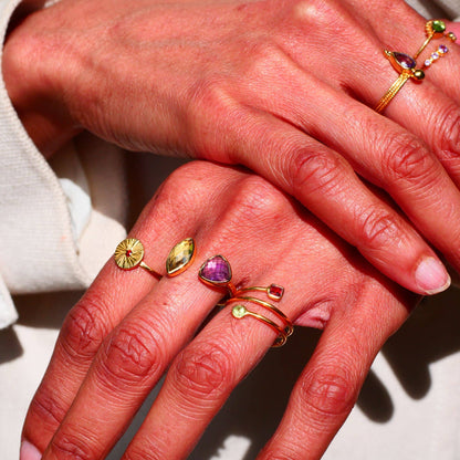 Mani di donna che indossano anelli
