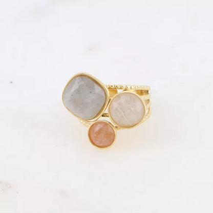 Adjustable Trilogy Ring with Natural Stones - Available in Different Combinations